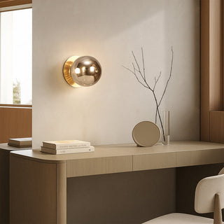 Lexi Odessa Molten Ripple Glass LED Wall Light with Gold Base Warm White/Small