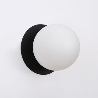 Lexi Odessa Opal Frosted Glass LED Wall Light with Black Base Warm White/Large