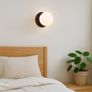 Lexi Odessa Opal Frosted Glass LED Wall Light with Black Base Warm White/Large