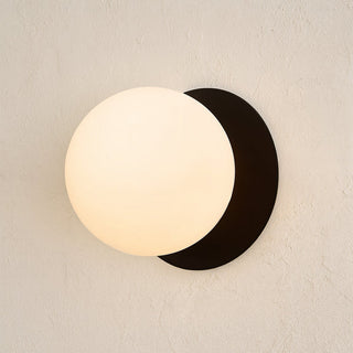 Lexi Odessa Opal Frosted Glass LED Wall Light with Black Base Warm White/Large