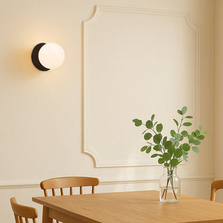 Lexi Odessa Opal Frosted Glass LED Wall Light with Black Base Warm White/Large