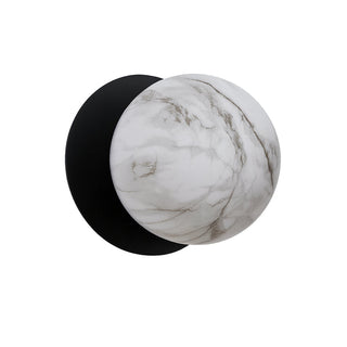 Lexi Odessa Marble Opal Glass LED Wall Light with Black Base Warm White/Large