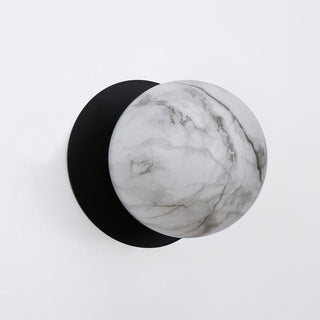 Lexi Odessa Marble Opal Glass LED Wall Light with Black Base Warm White/Large
