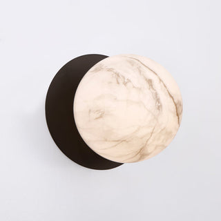 Lexi Odessa Marble Opal Glass LED Wall Light with Black Base Warm White/Large