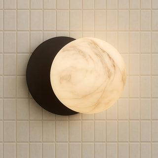 Lexi Odessa Marble Opal Glass LED Wall Light with Black Base Warm White/Large