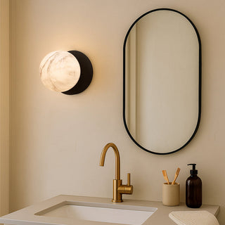 Lexi Odessa Marble Opal Glass LED Wall Light with Black Base Warm White/Large