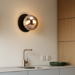 Lexi Odessa Molten Ripple Glass LED Wall Light with Black Base Warm White/Large