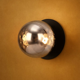 Lexi Odessa Molten Ripple Glass LED Wall Light with Black Base Warm White/Large