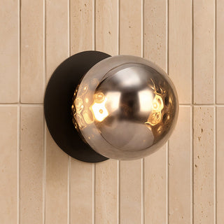 Lexi Odessa Molten Ripple Glass LED Wall Light with Black Base Warm White/Large