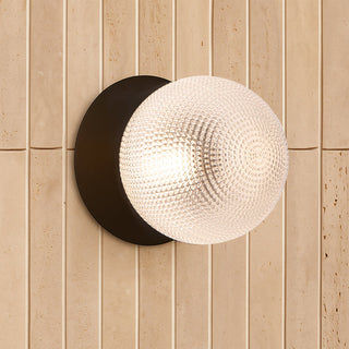 Lexi Odessa Diamond Cut Glass LED Wall Light with Black Base Warm White/Large