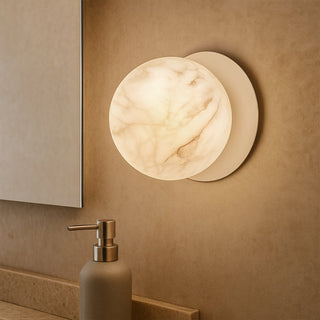 Lexi Odessa Marble Opal Glass LED Wall Light with White Base Warm White/Large