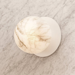 Lexi Odessa Marble Opal Glass LED Wall Light with White Base Warm White/Large