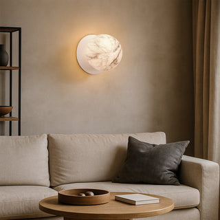 Lexi Odessa Marble Opal Glass LED Wall Light with White Base Warm White/Large