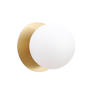Lexi Odessa Opal Frosted Glass LED Wall Light with Brass Base Warm White/Large