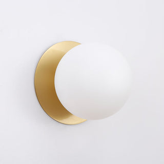 Lexi Odessa Opal Frosted Glass LED Wall Light with Brass Base Warm White/Large