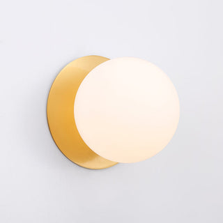 Lexi Odessa Opal Frosted Glass LED Wall Light with Brass Base Warm White/Large