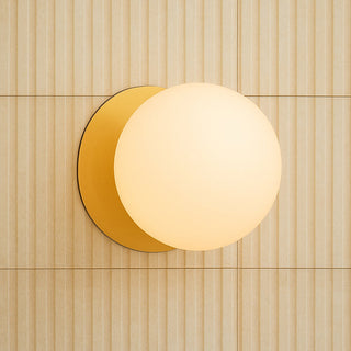 Lexi Odessa Opal Frosted Glass LED Wall Light with Brass Base Warm White/Large