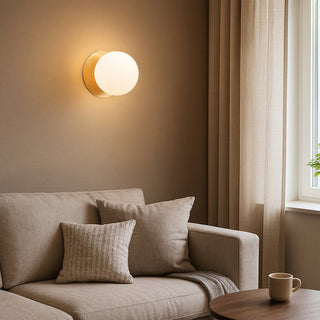Lexi Odessa Opal Frosted Glass LED Wall Light with Brass Base Warm White/Large