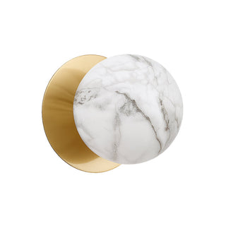 Lexi Odessa Marble Opal Glass LED Wall Light with Brass Base Warm White/Large