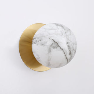 Lexi Odessa Marble Opal Glass LED Wall Light with Brass Base Warm White/Large