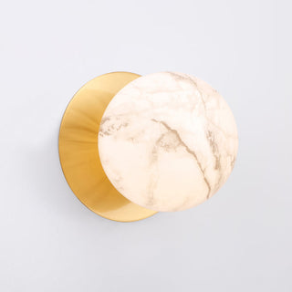 Lexi Odessa Marble Opal Glass LED Wall Light with Brass Base Warm White/Large