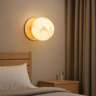 Lexi Odessa Marble Opal Glass LED Wall Light with Brass Base Warm White/Large
