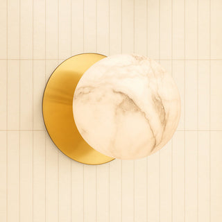 Lexi Odessa Marble Opal Glass LED Wall Light with Brass Base Warm White/Large