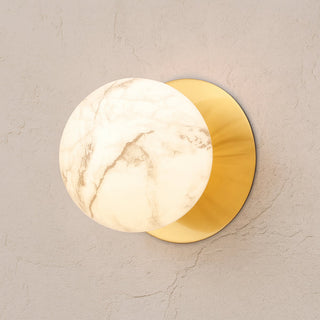 Lexi Odessa Marble Opal Glass LED Wall Light with Brass Base Warm White/Large