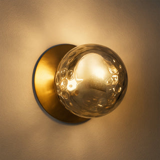 Lexi Odessa Molten Ripple Glass LED Wall Light with Brass Base Warm White/Large