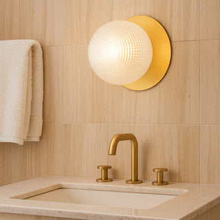Lexi Odessa Diamond Cut Glass LED Wall Light with Brass Base Warm White/Large
