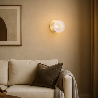 Lexi Odessa Diamond Cut Glass LED Wall Light with Brass Base Warm White/Large