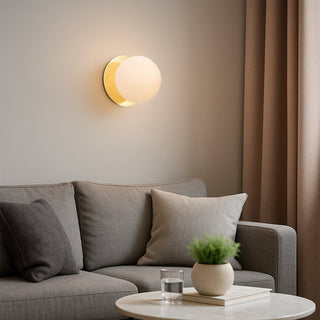 Lexi Odessa Opal Frosted Glass LED Wall Light with Gold Base Warm White/Large