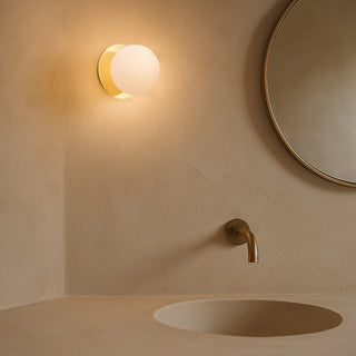 Lexi Odessa Opal Frosted Glass LED Wall Light with Gold Base Warm White/Large