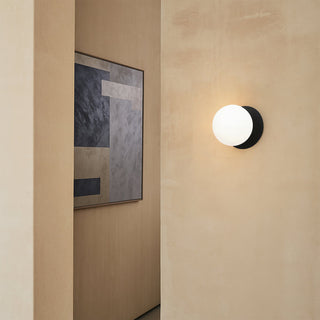 Lexi Odessa Opal Frosted Glass LED Wall Light with Black Base White/Small