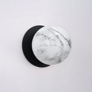 Lexi Odessa Marble Opal Glass LED Wall Light with Black Base White/Small