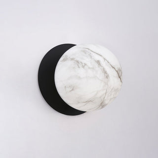 Lexi Odessa Marble Opal Glass LED Wall Light with Black Base White/Small
