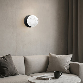 Lexi Odessa Marble Opal Glass LED Wall Light with Black Base White/Small