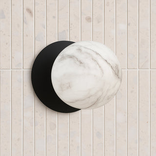 Lexi Odessa Marble Opal Glass LED Wall Light with Black Base White/Small