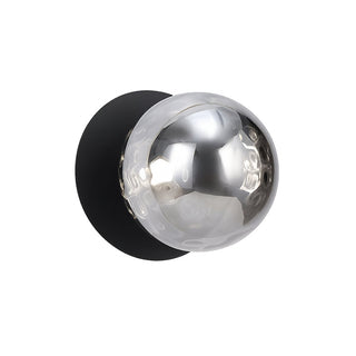 Lexi Odessa Molten Ripple Glass LED Wall Light with Black Base White/Small