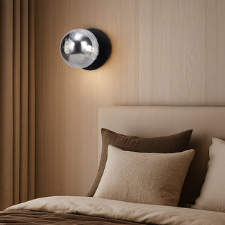 Lexi Odessa Molten Ripple Glass LED Wall Light with Black Base White/Small