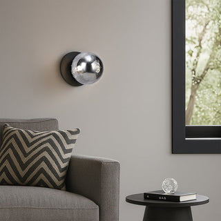 Lexi Odessa Molten Ripple Glass LED Wall Light with Black Base White/Small