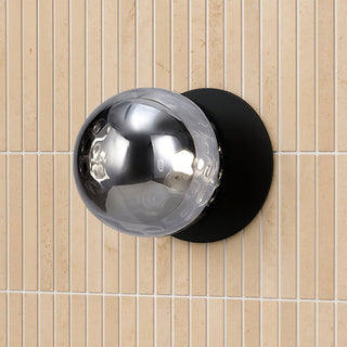Lexi Odessa Molten Ripple Glass LED Wall Light with Black Base White/Small