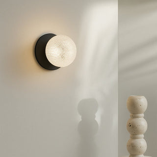 Lexi Odessa Diamond Cut Glass LED Wall Light with Black Base White/Small