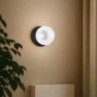 Lexi Odessa Diamond Cut Glass LED Wall Light with Black Base White/Small