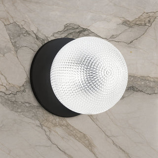 Lexi Odessa Diamond Cut Glass LED Wall Light with Black Base White/Small