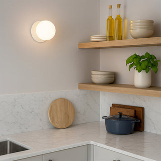 Lexi Odessa Opal Frosted Glass LED Wall Light with White Base White/Small