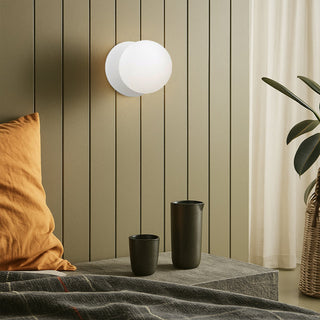 Lexi Odessa Opal Frosted Glass LED Wall Light with White Base White/Small