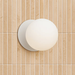 Lexi Odessa Opal Frosted Glass LED Wall Light with White Base White/Small