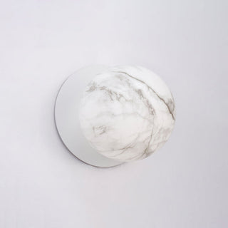 Lexi Odessa Marble Opal Glass LED Wall Light with White Base White/Small