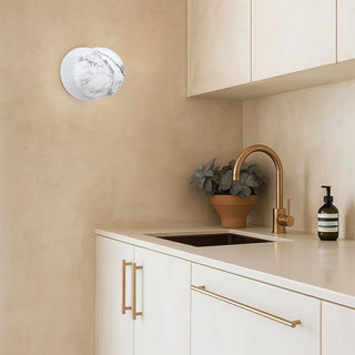 Lexi Odessa Marble Opal Glass LED Wall Light with White Base White/Small